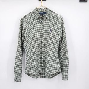 Polo Ralph Lauren Green White Gingham Slim Fit Men's Collared Shirt Size Small